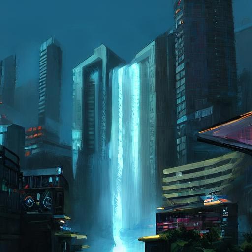 Киберсия 2069 Городские Водопады